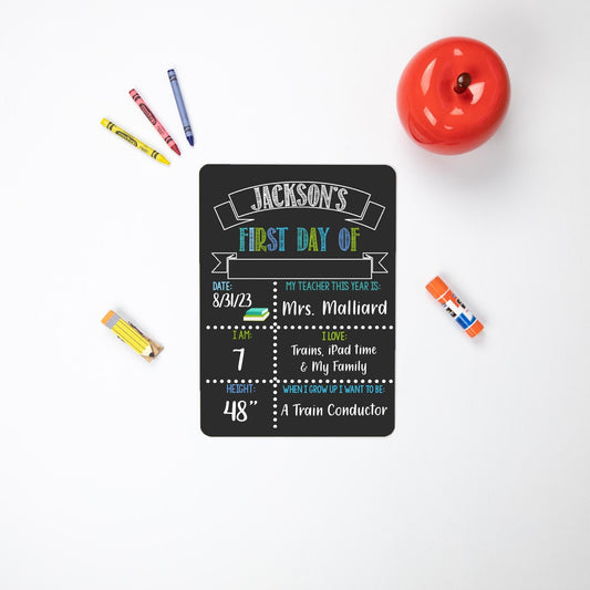 First and Last Day of School, Liquid Chalk Dry Erase School Board, Blue Teal Sign