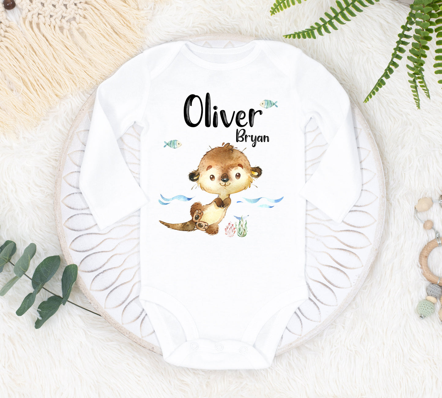 Otter Baby Bodysuit, Ocean Life O11