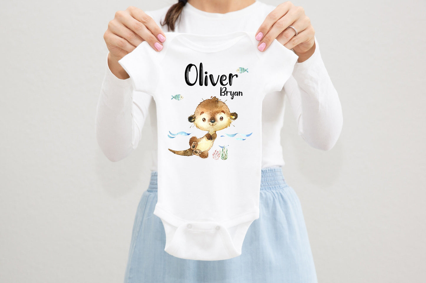 Otter Baby Bodysuit, Ocean Life O11