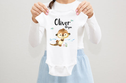 Otter Baby Bodysuit, Ocean Life O11