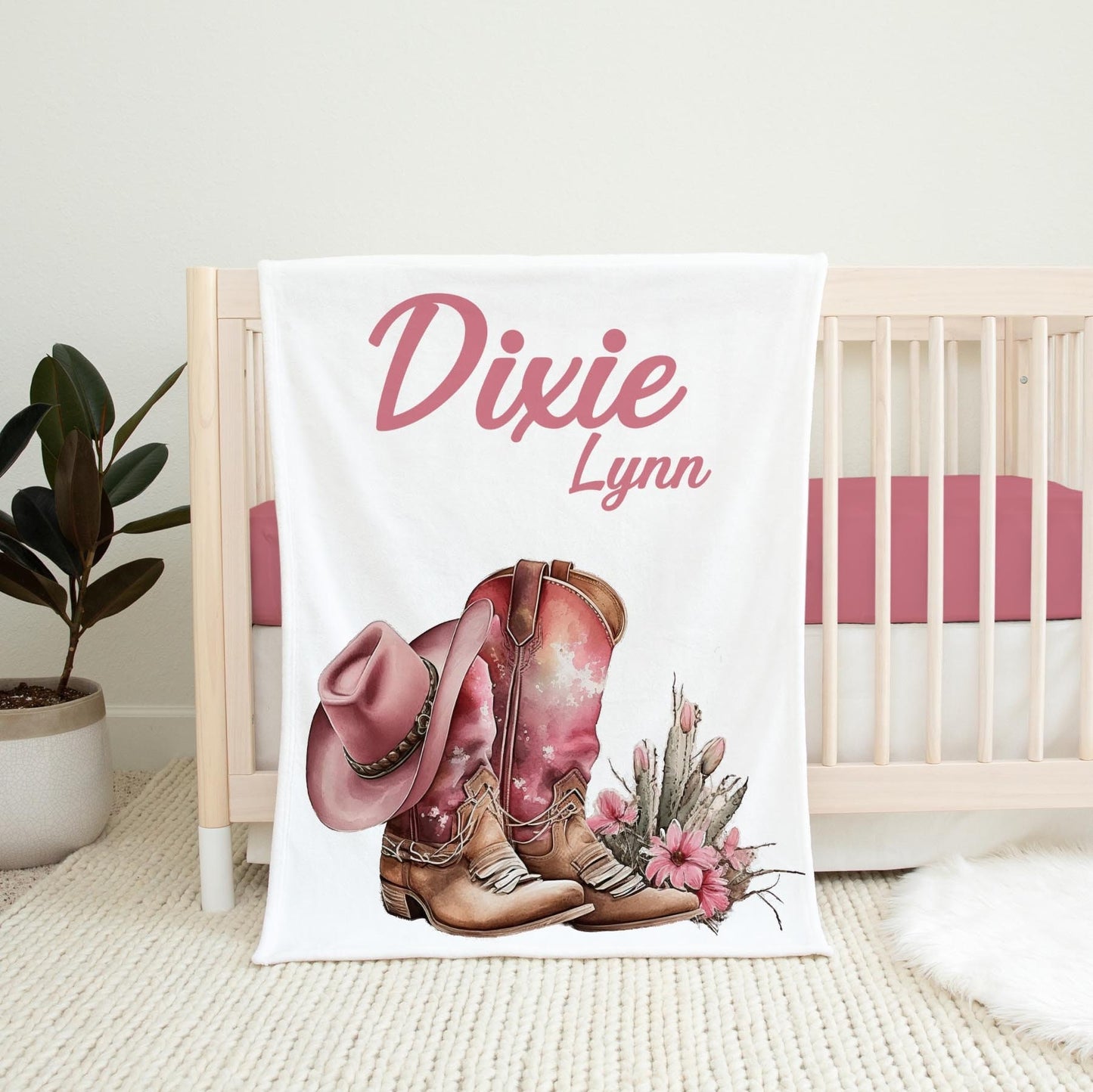 Cowgirl Personalized Baby Blanket, C44