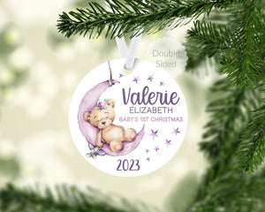 Bear Moon and Stars Baby 1st Christmas Ornament, G26