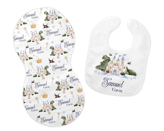 Prince Bib and Burp Cloth Set, B22