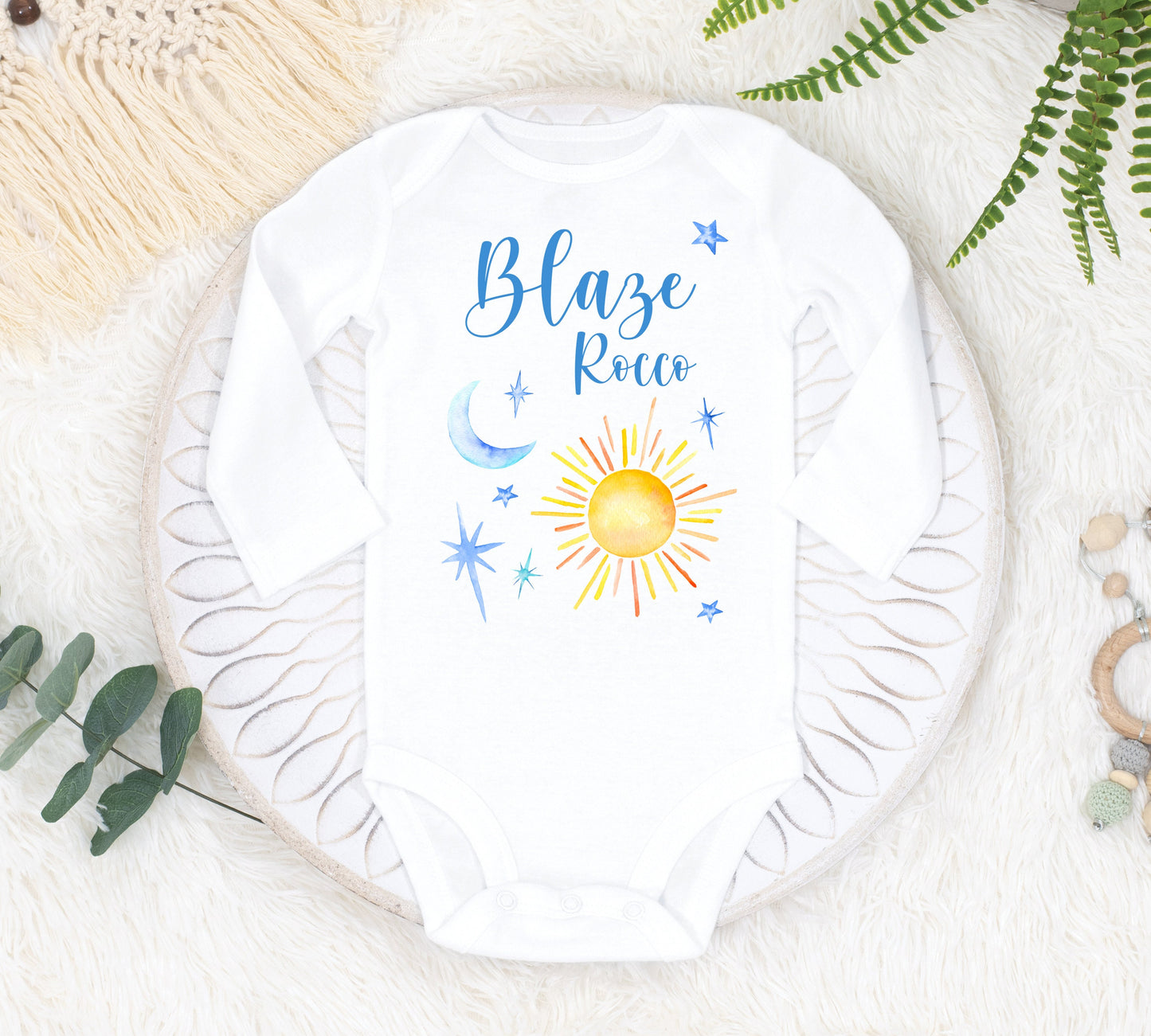 Sun Moon and Stars Baby Bodysuit, Sun Baby Bodysuit T43