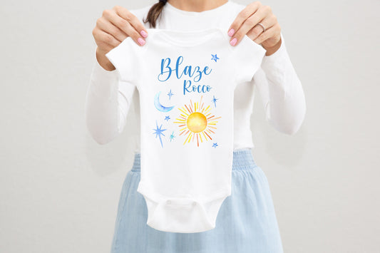 Sun Moon and Stars Baby Bodysuit, Sun Baby Bodysuit T43