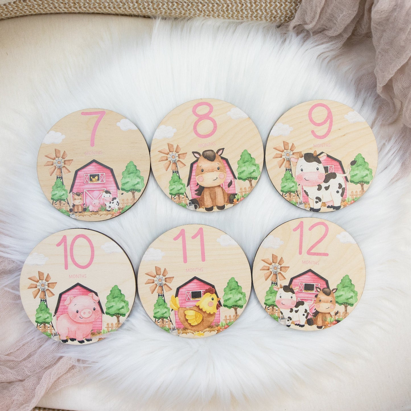 Farm Pink Barn Wood Milestone Cards, C45