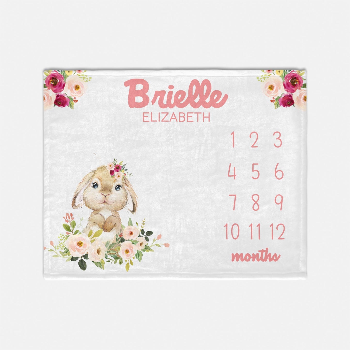 Bunny Rabbit Baby Milestone Blanket, G68