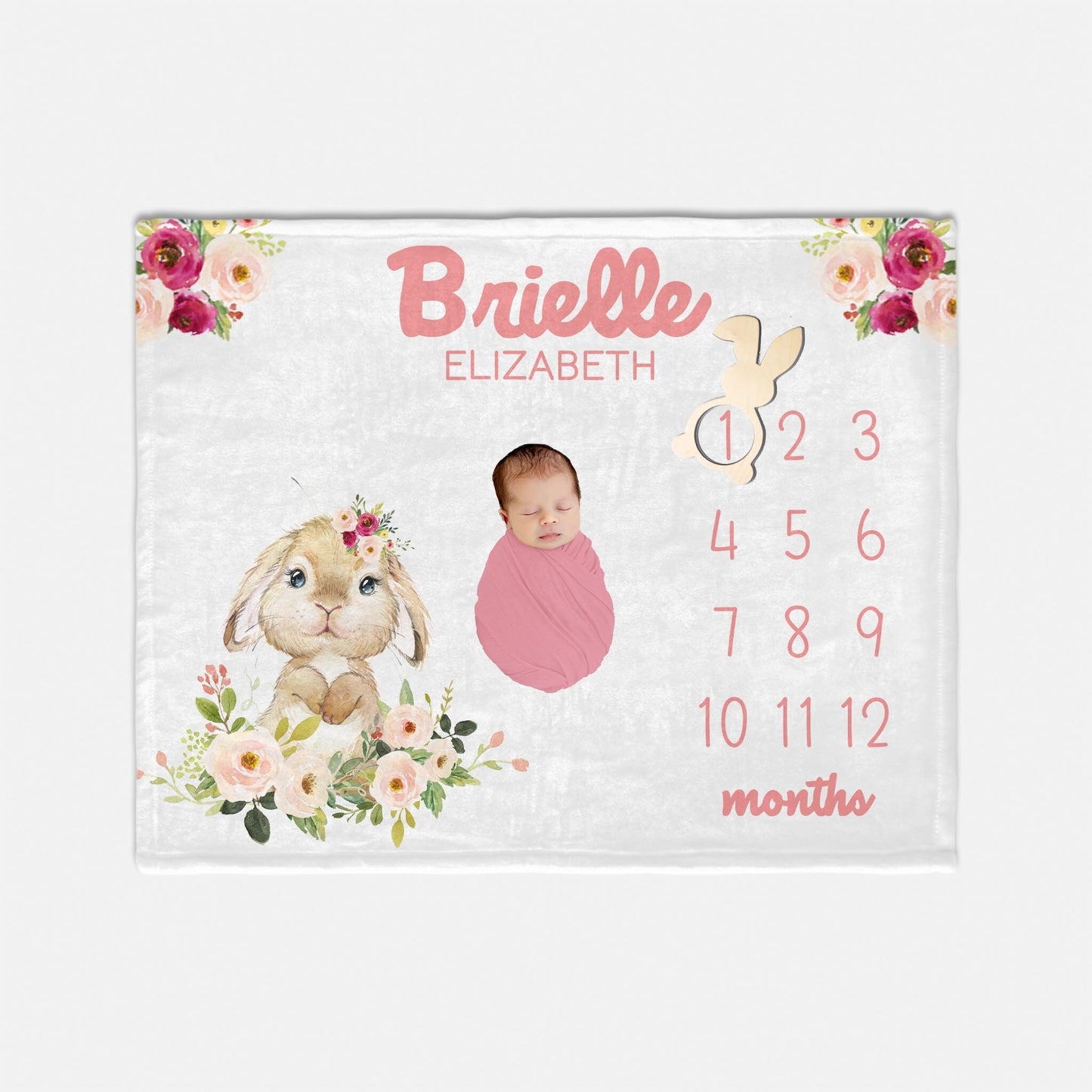 Bunny Rabbit Baby Milestone Blanket, G68