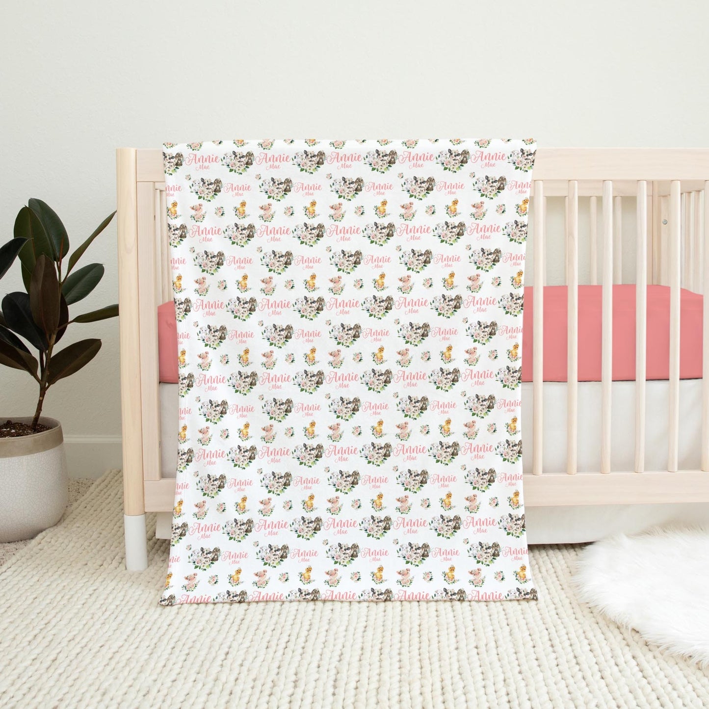 Girl Farm Swaddle Set, Cow Pig Goat C47