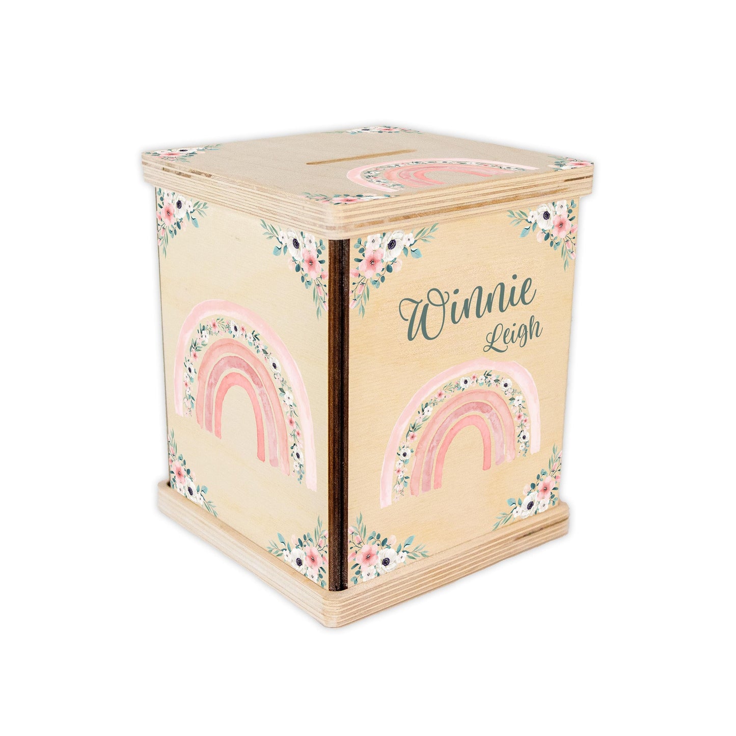 Rainbow Floral Piggy Bank, Boho T26