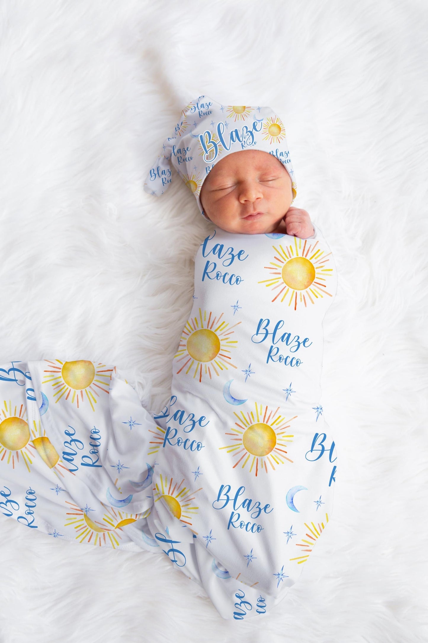 Sun Moon and Stars Swaddle Set, Celestial Bedding T43