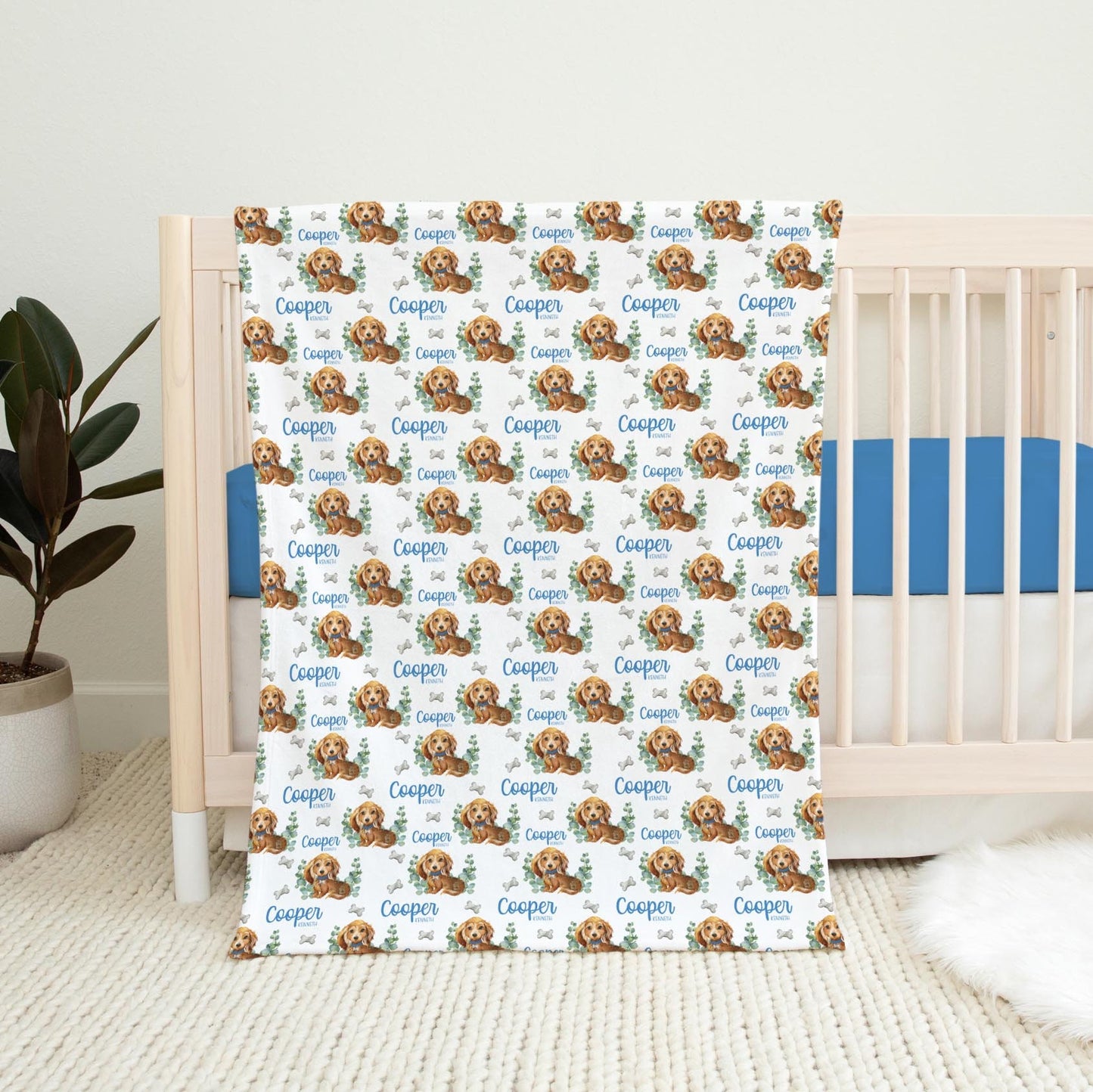 Personalized Boy Dog Baby Swaddle Blanket, B72