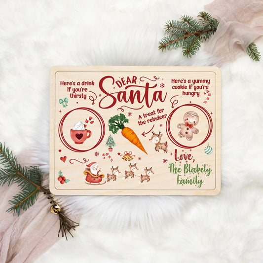 Wooden Santa Milk and Cookie Tray