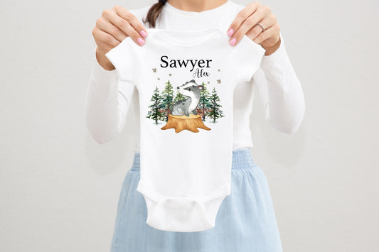 Badger Baby Bodysuit, Woodland