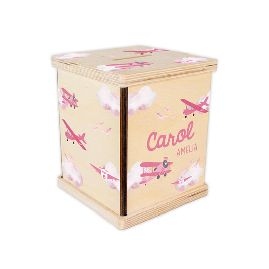 Girl Airplane Piggy Bank, T52