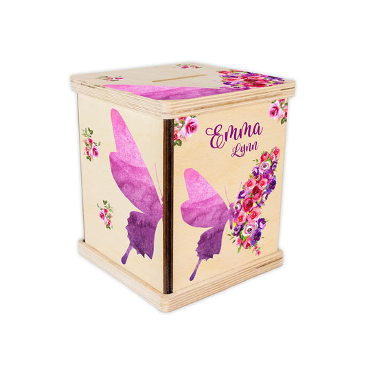 Purple Butterfly Personalized Coin Bank, G7