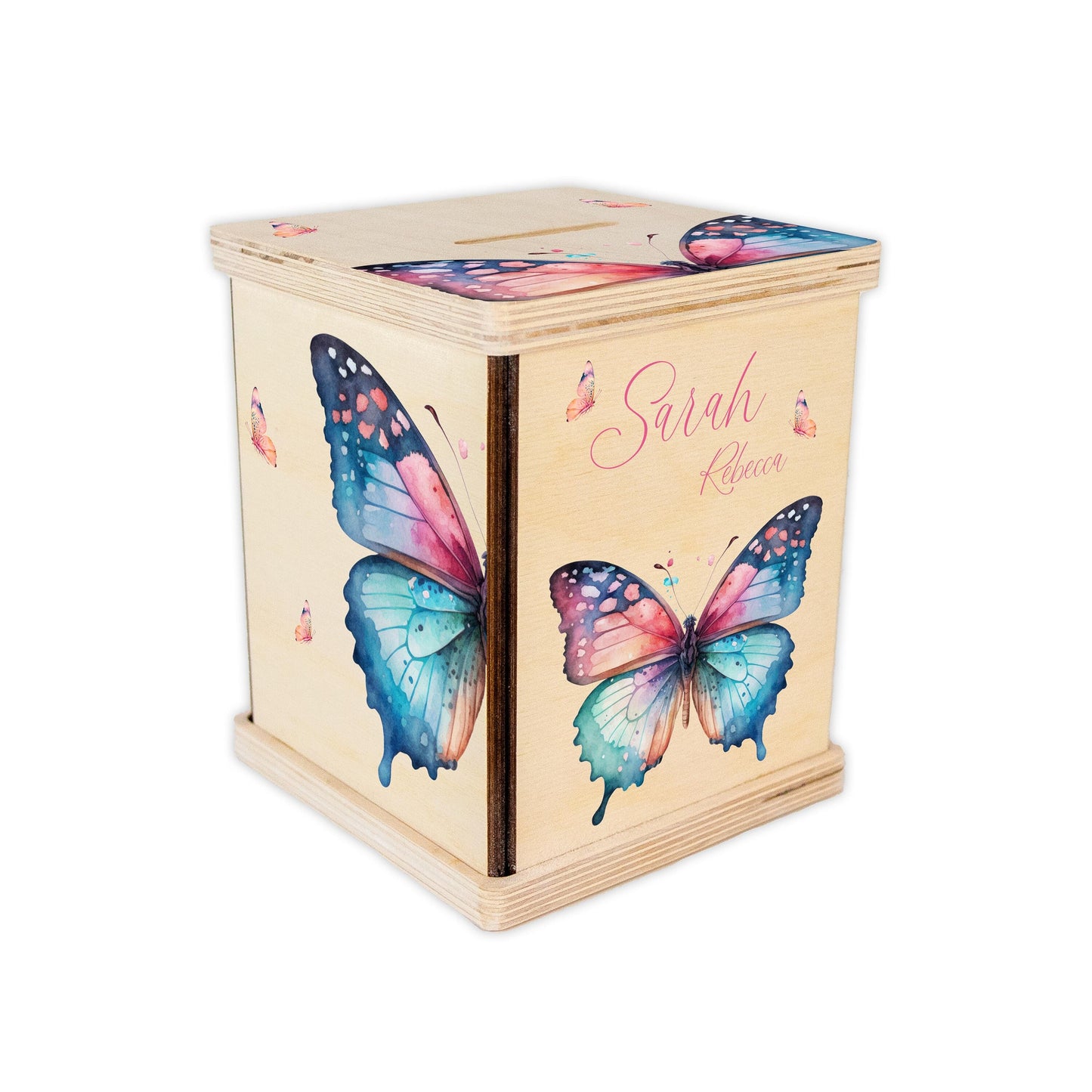 Pink Butterfly Personalized Piggy Bank, G60