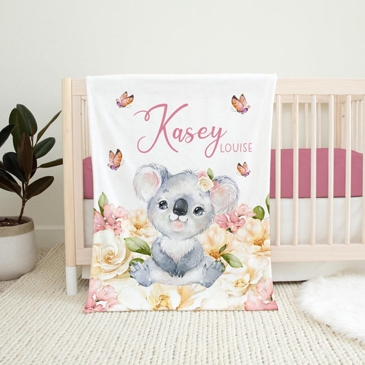 Koala Floral Baby Girl Blanket, G72