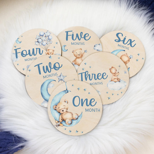 Bear Lullaby Moon Milestone Cards, Wooden B28