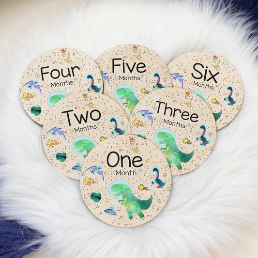 Space Dinosaur Wood Milestone Cards, T47