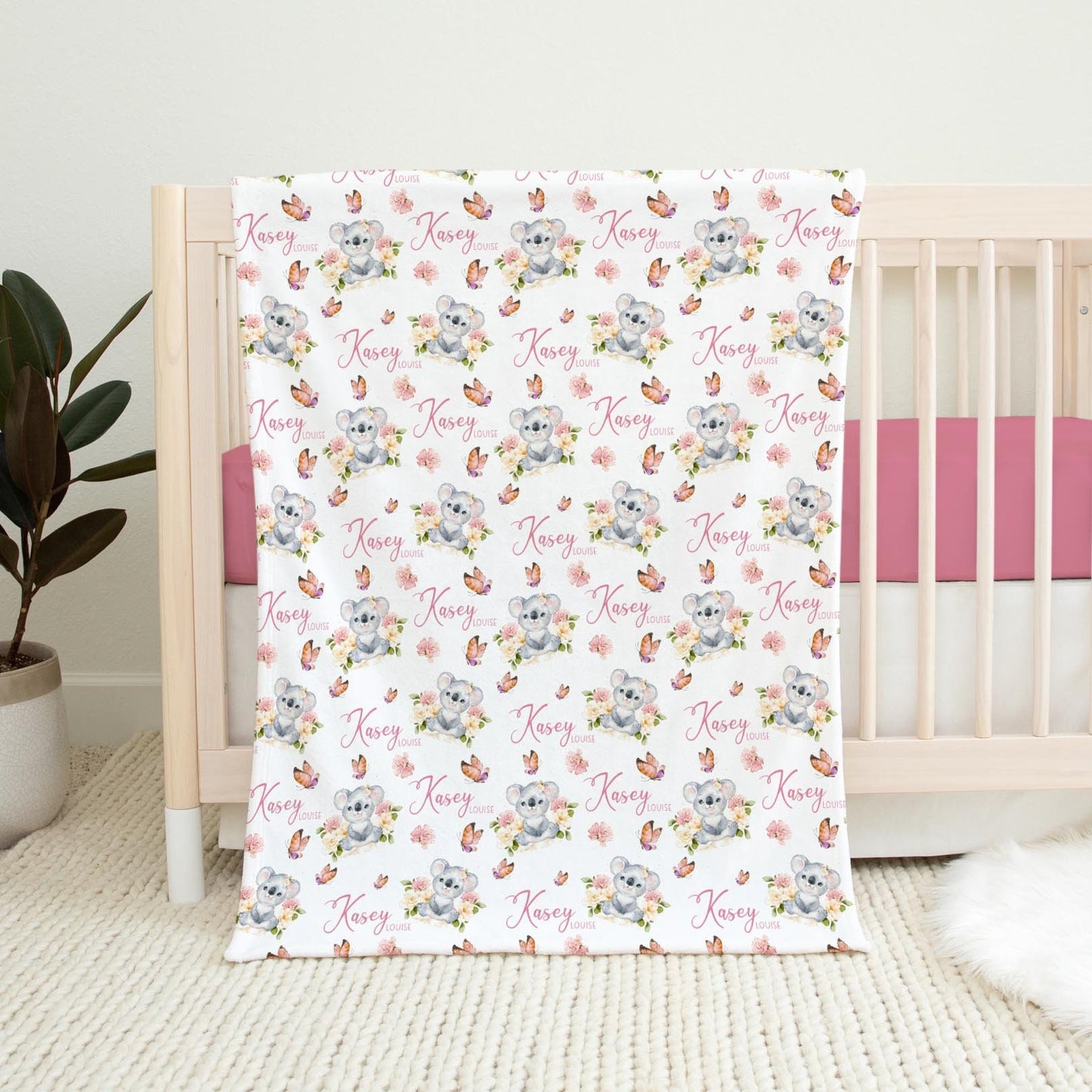 Girl Koala Swaddle Set Blanket, Floral G72