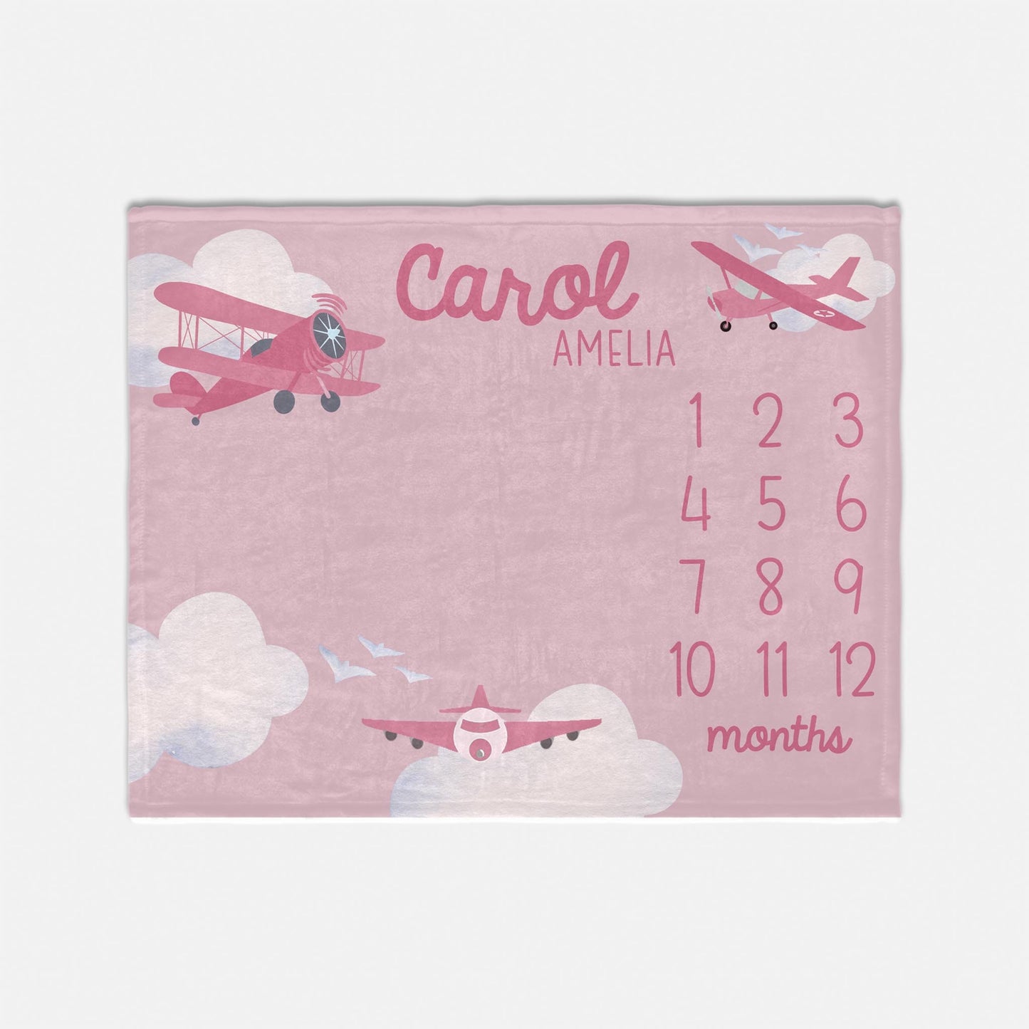 Girl Airplane Baby Milestone Blanket, T52