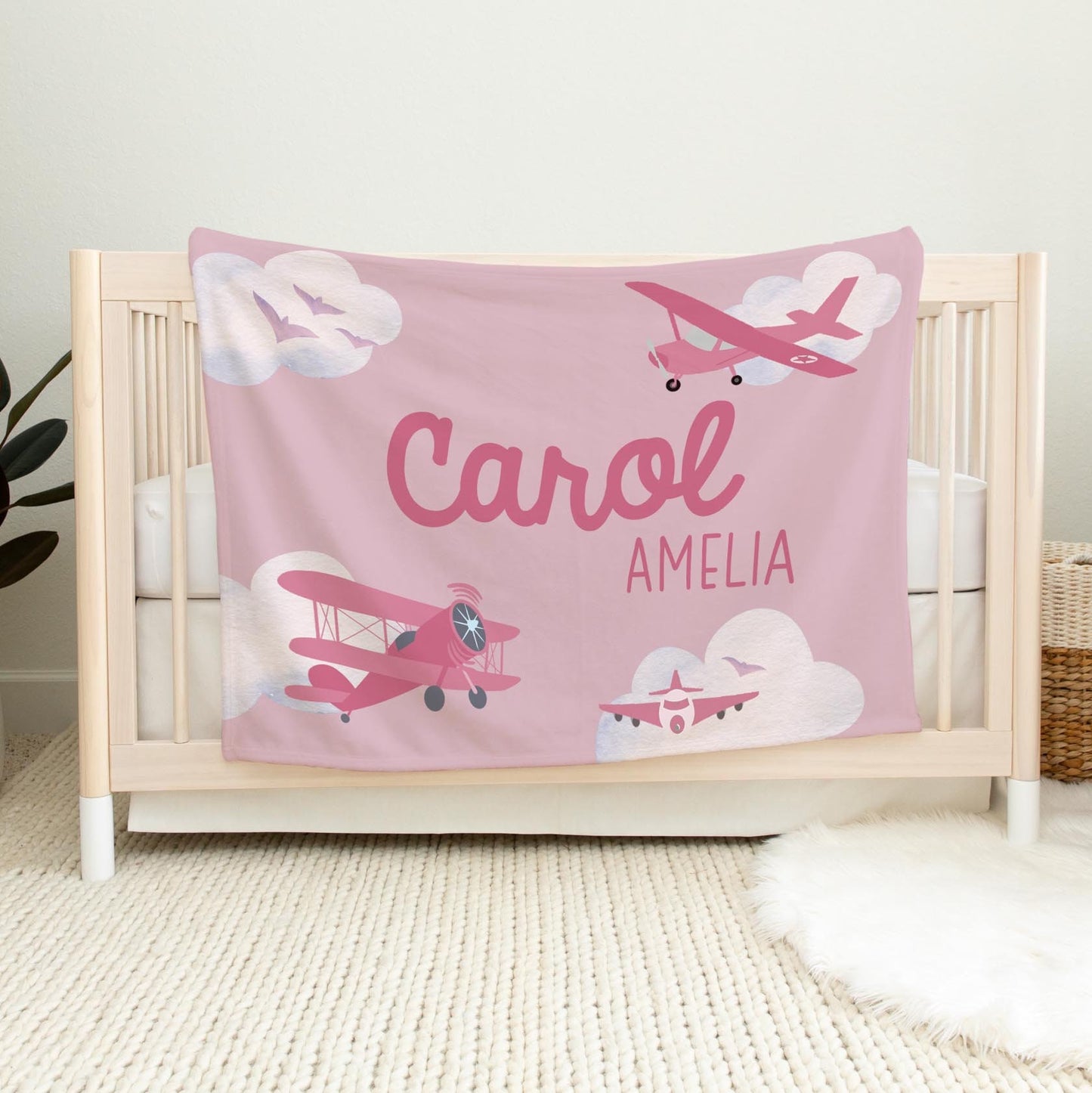 Girl Airplane Baby Blanket, T52