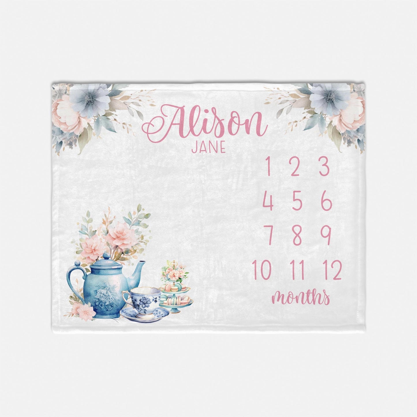 Tea Party Baby Milestone Blanket, Girl G71