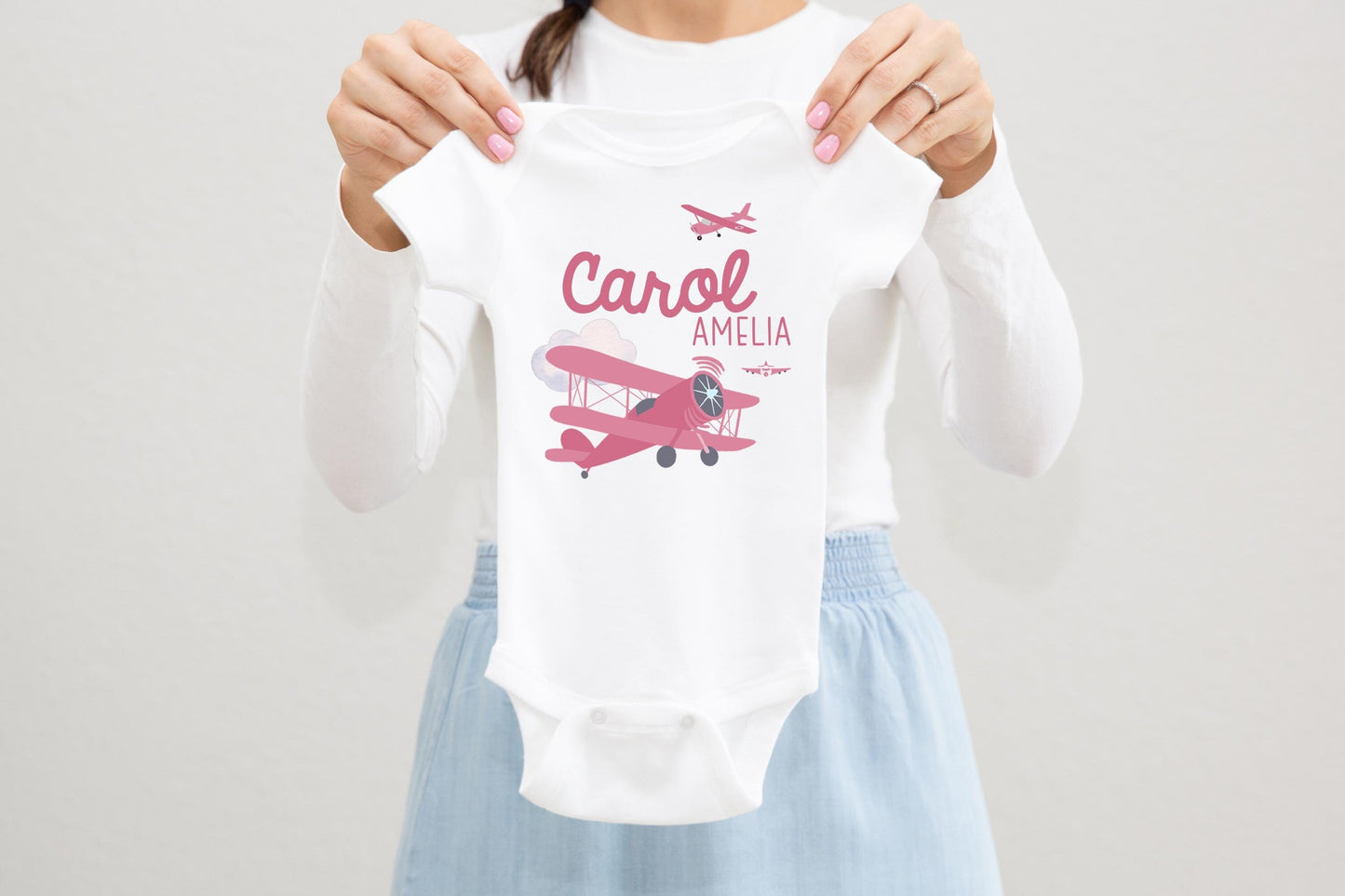 Pink Airplane Baby Bodysuit, T52