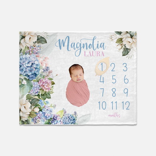 Magnolia Milestone Blanket, Hydrangea Floral, F100