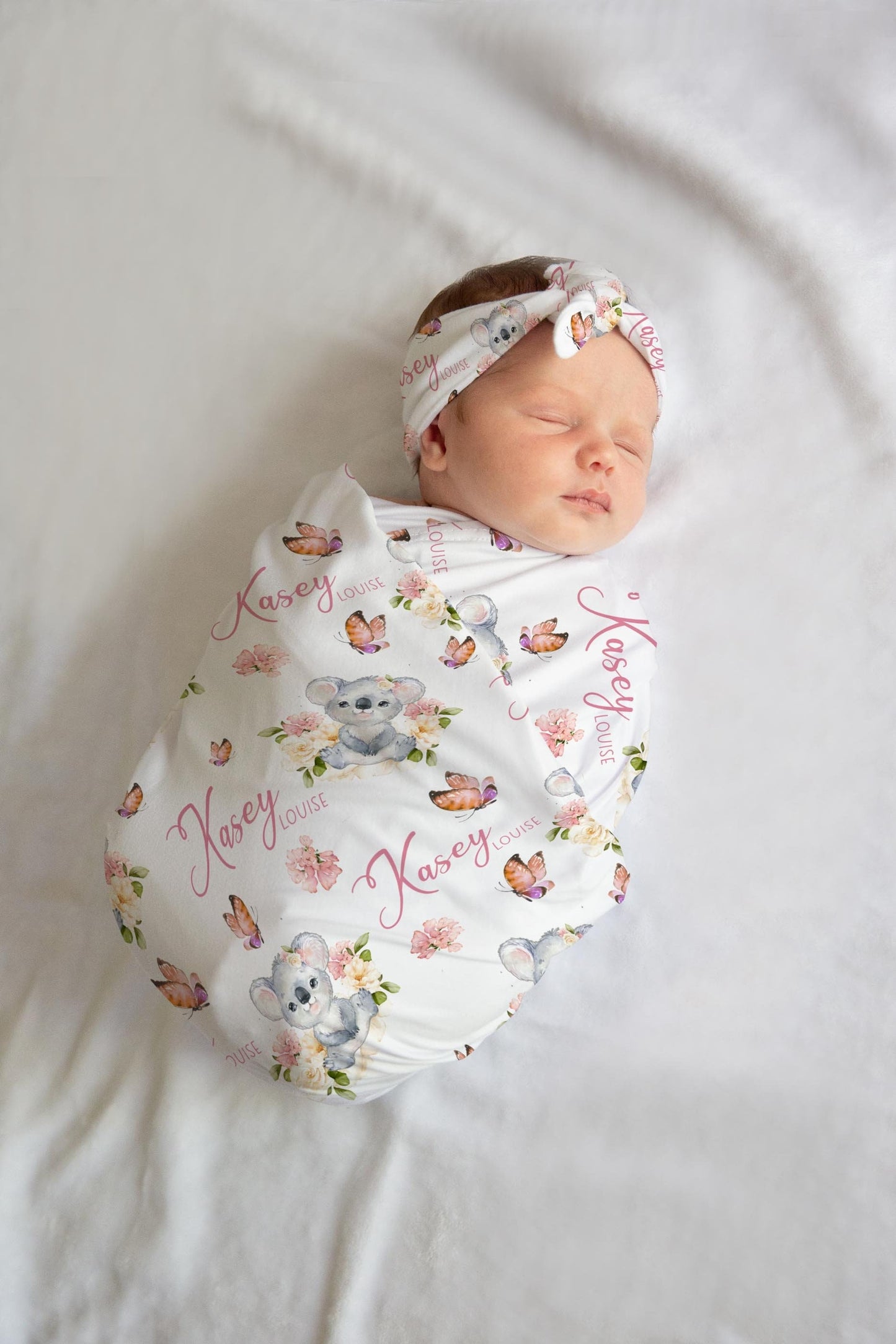 Girl Koala Swaddle Set Blanket, Floral G72