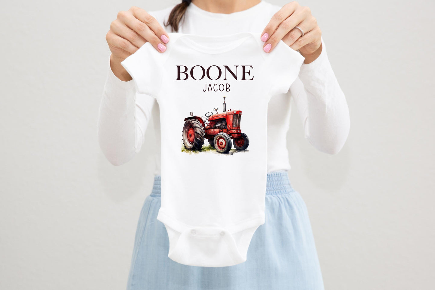 Red Tractor Baby Bodysuit, Farm C40