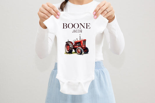 Red Tractor Baby Bodysuit, Farm C40