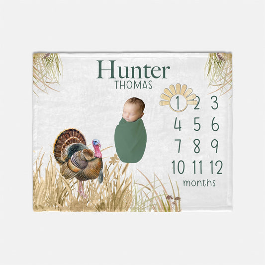 Wild Turkey Milestone Blanket, Gender Neutral W60