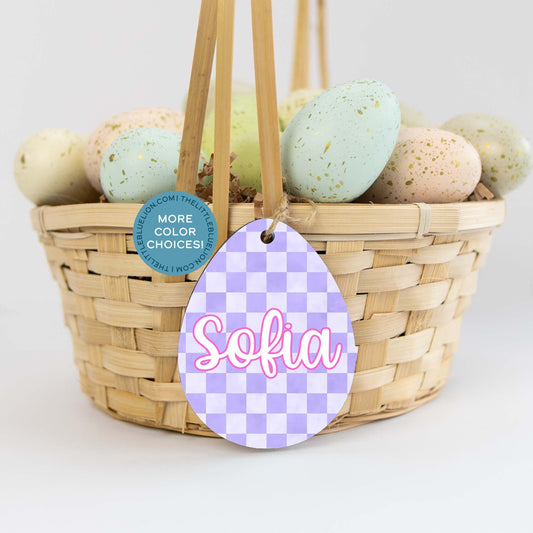 Easter Basket Wood Name Tag For Kids