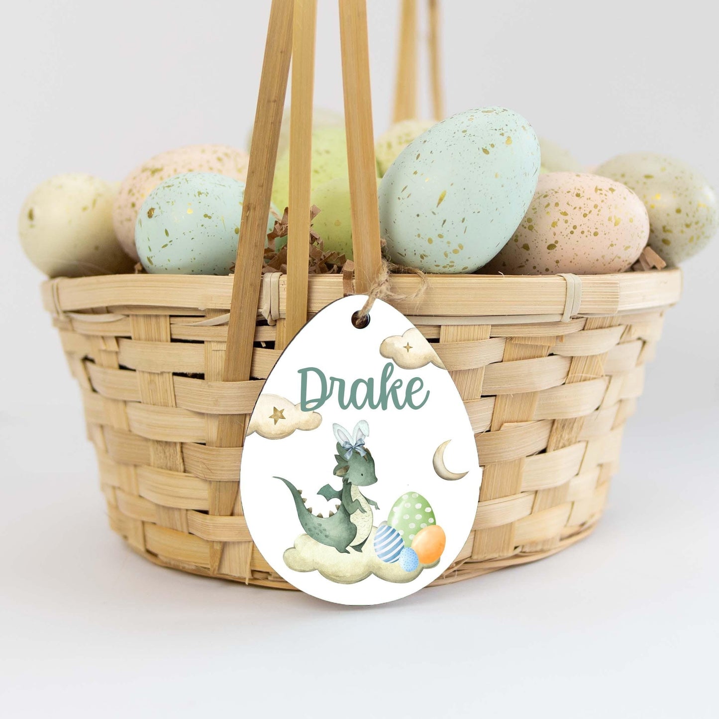 Dragon Easter Basket Wood Name Tag, B9