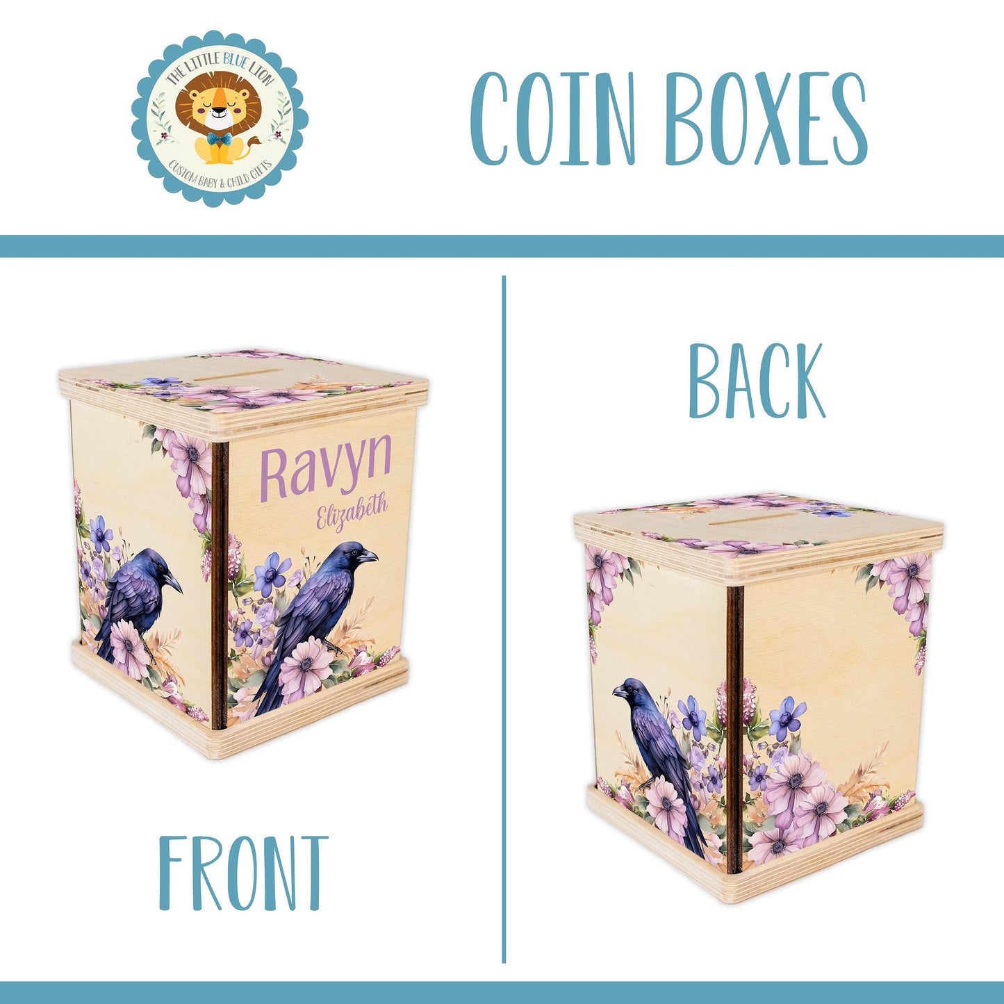 Raven Bird Piggy Bank, Girl G74