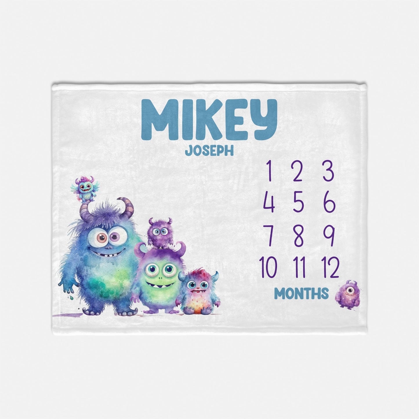 Monster Baby Boy Blanket, Milestone Blanket B76