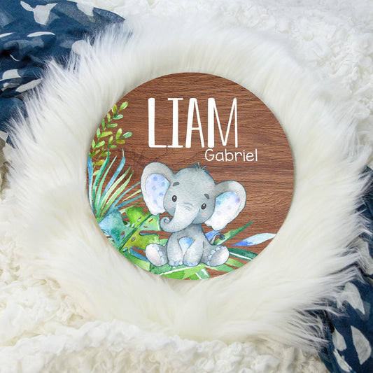 Elephant Safari Wood Baby Name Sign, S66