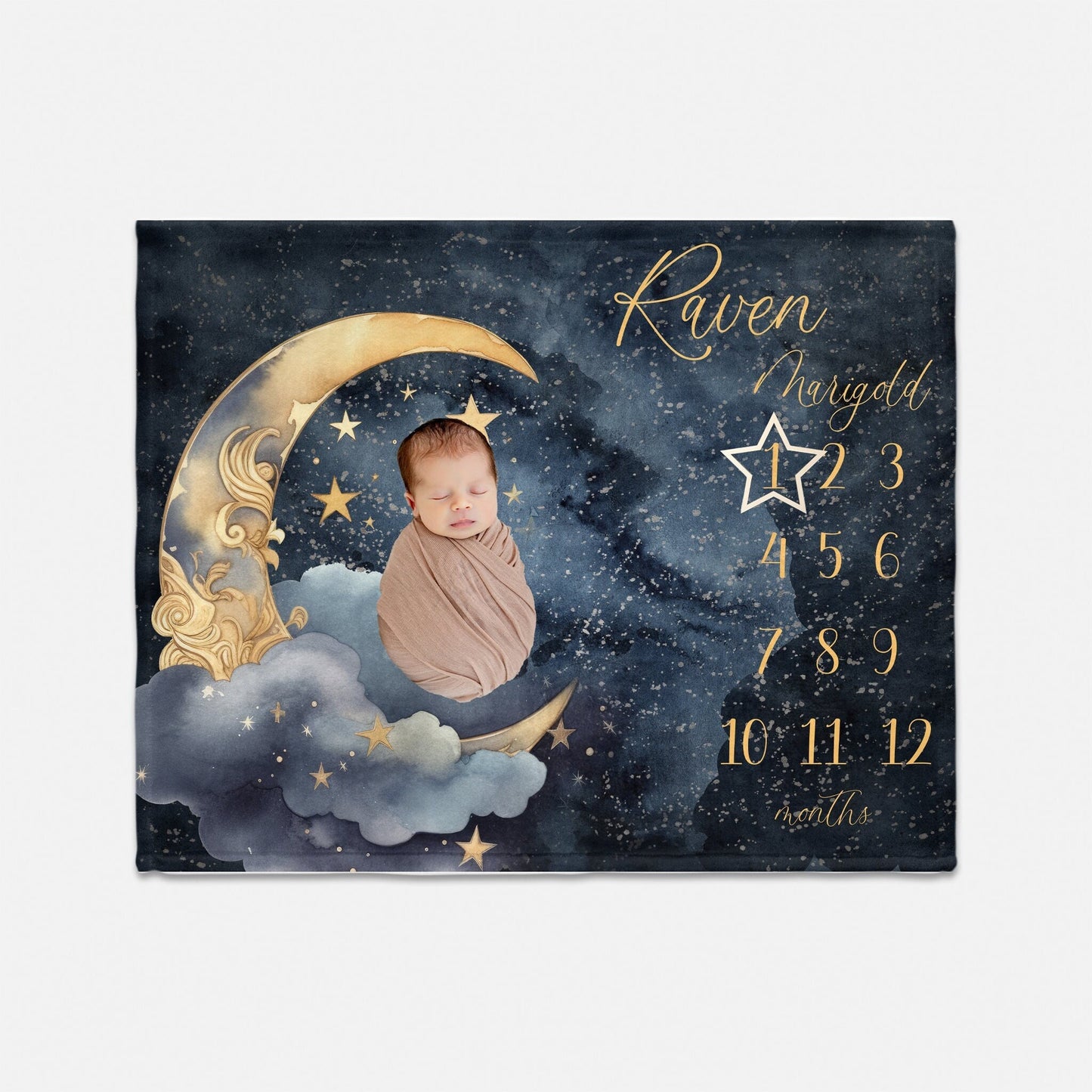 Crescent Moon Baby Milestone Blanket, T64