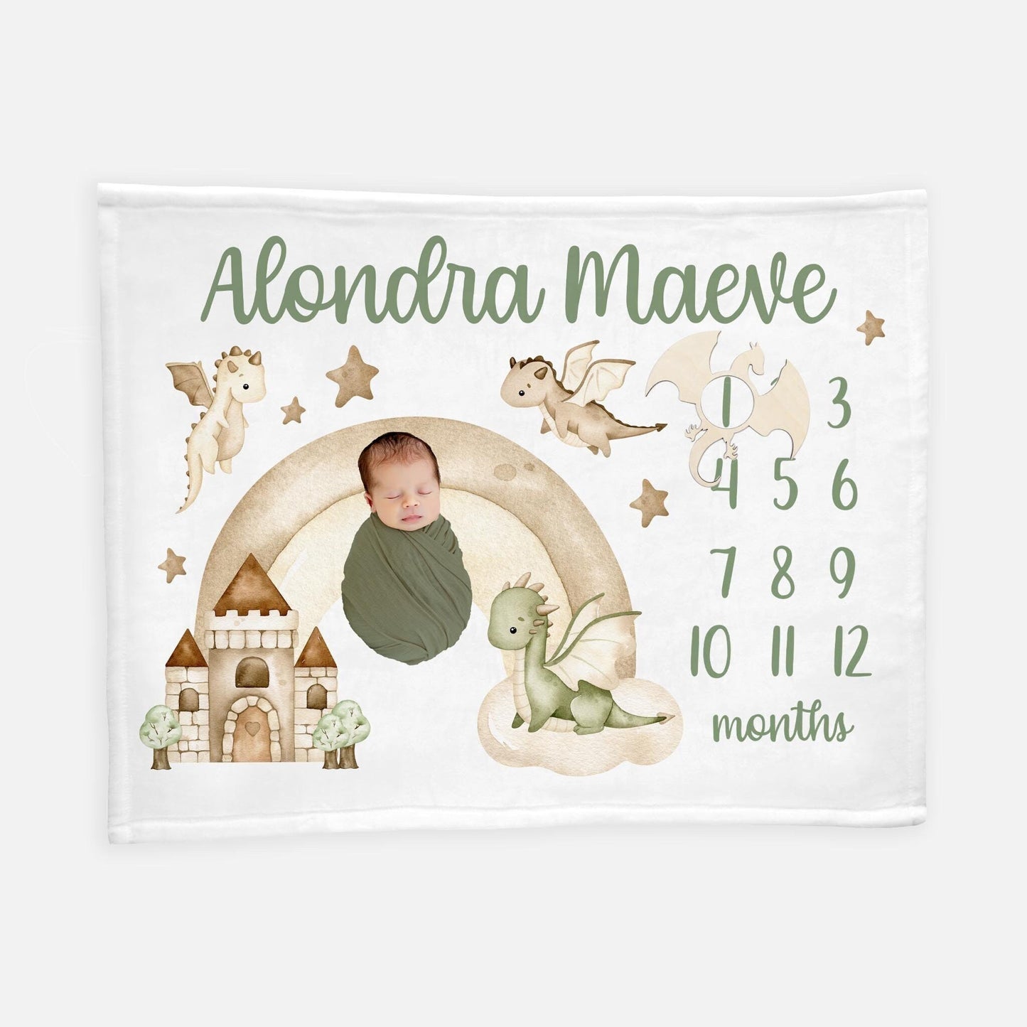 Dragon Baby Milestone Blanket, Baby Boy G52