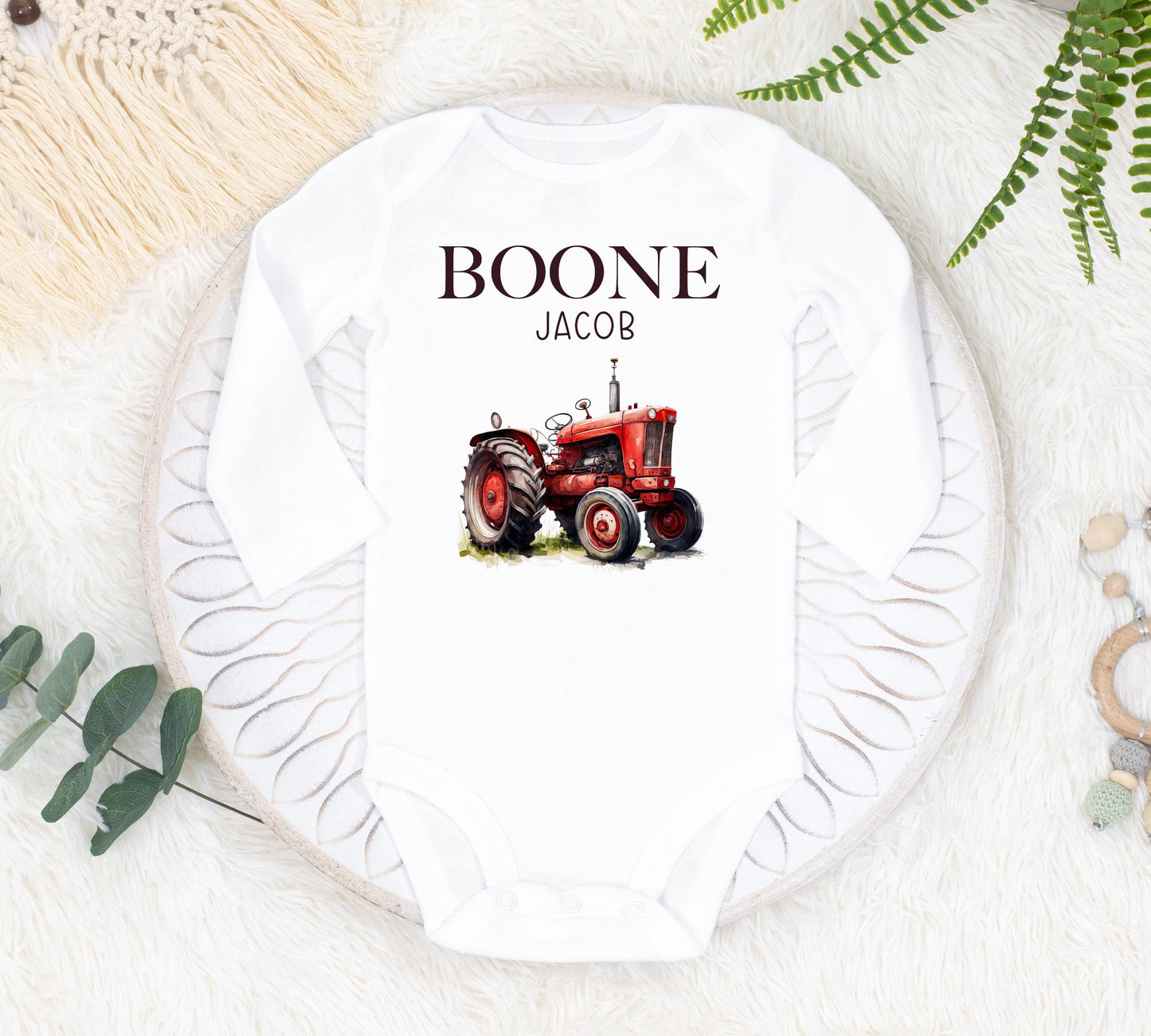 Red Tractor Baby Bodysuit, Farm C40