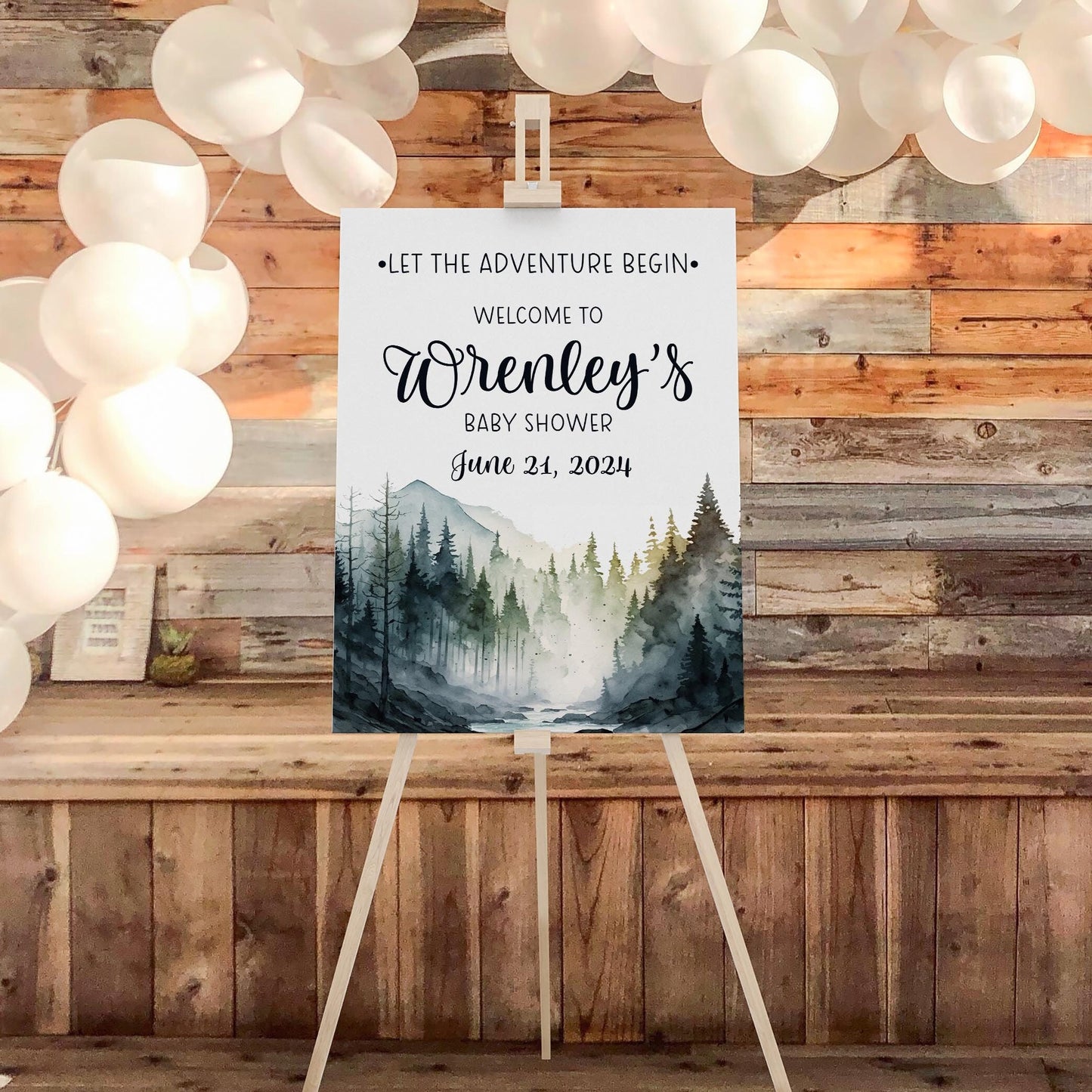 Mountain Baby Shower Welcome Sign, Boy M28