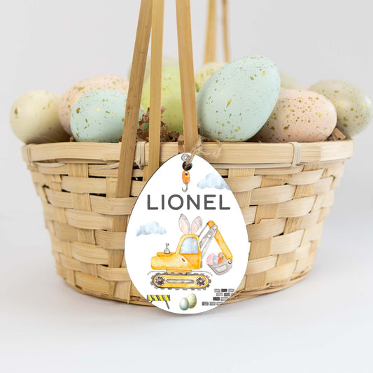 Construction Easter Basket Wooden Name Tag, B21