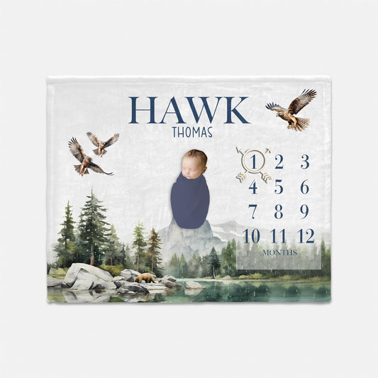 Hawk Mountains Baby Milestone Blanket, Adventure M32