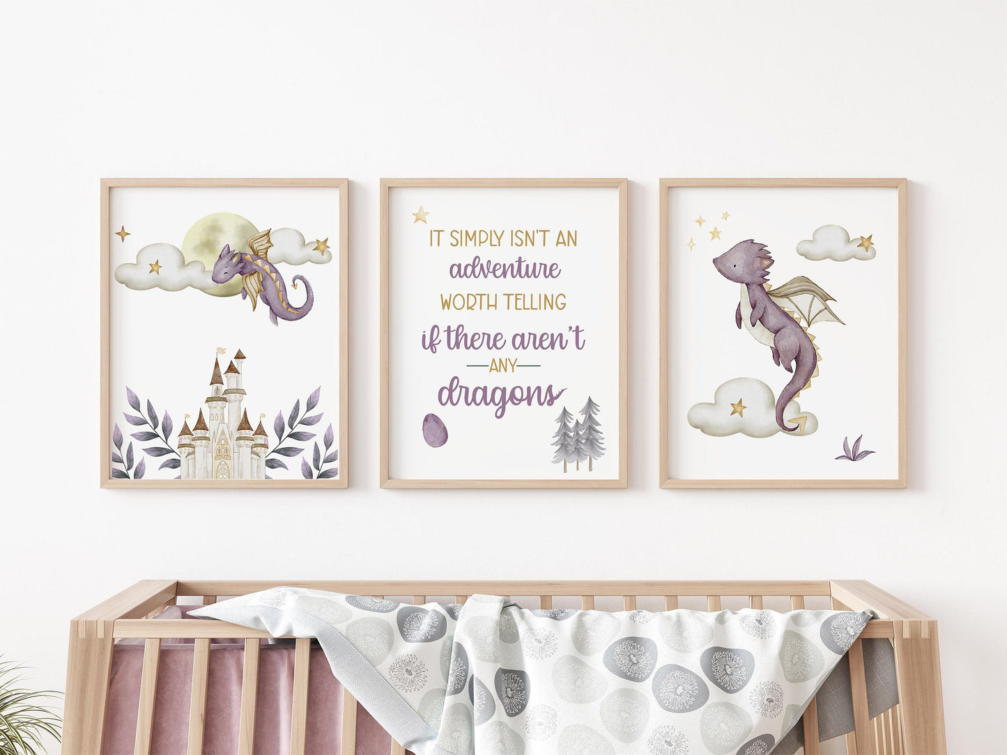 Girl Dragon Nursery Wall Art Poster, G63