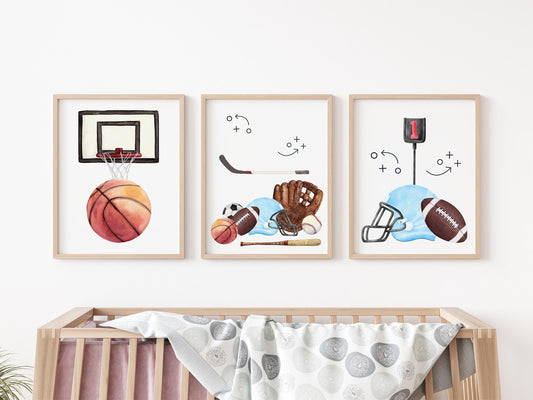 Sports Nursery Wall Art Poster, B73