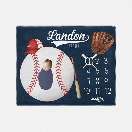 Boy Baseball Milestone Blanket, B77