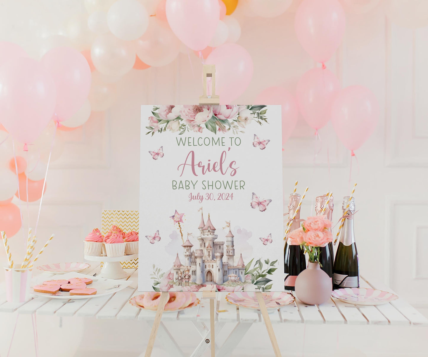 Princess Baby Shower Welcome Sign, Castle G73