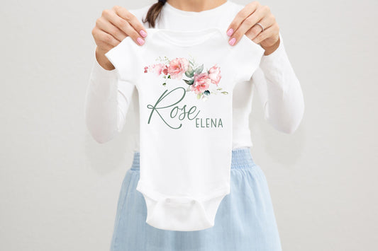 Pink Roses Baby Bodysuit, F104